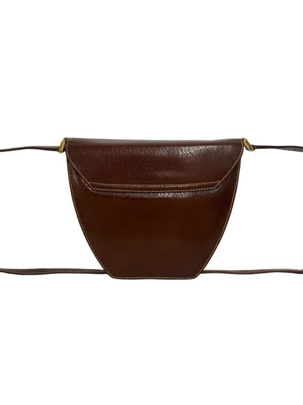 Gucci Vintage Logo Leather Shoulder Bag Pochette Brown